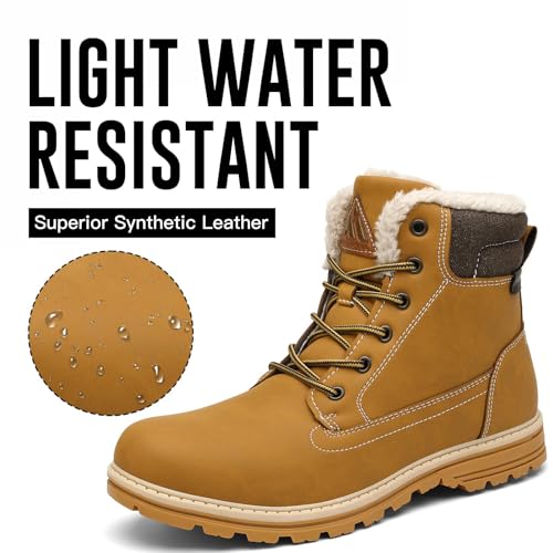 Mishansha Winterschuhe Herren Gefüttert Winterstiefel Damen Outdoor Wanderschuhe Warm rutschfest Schneestiefel Hellbraun 42 EU