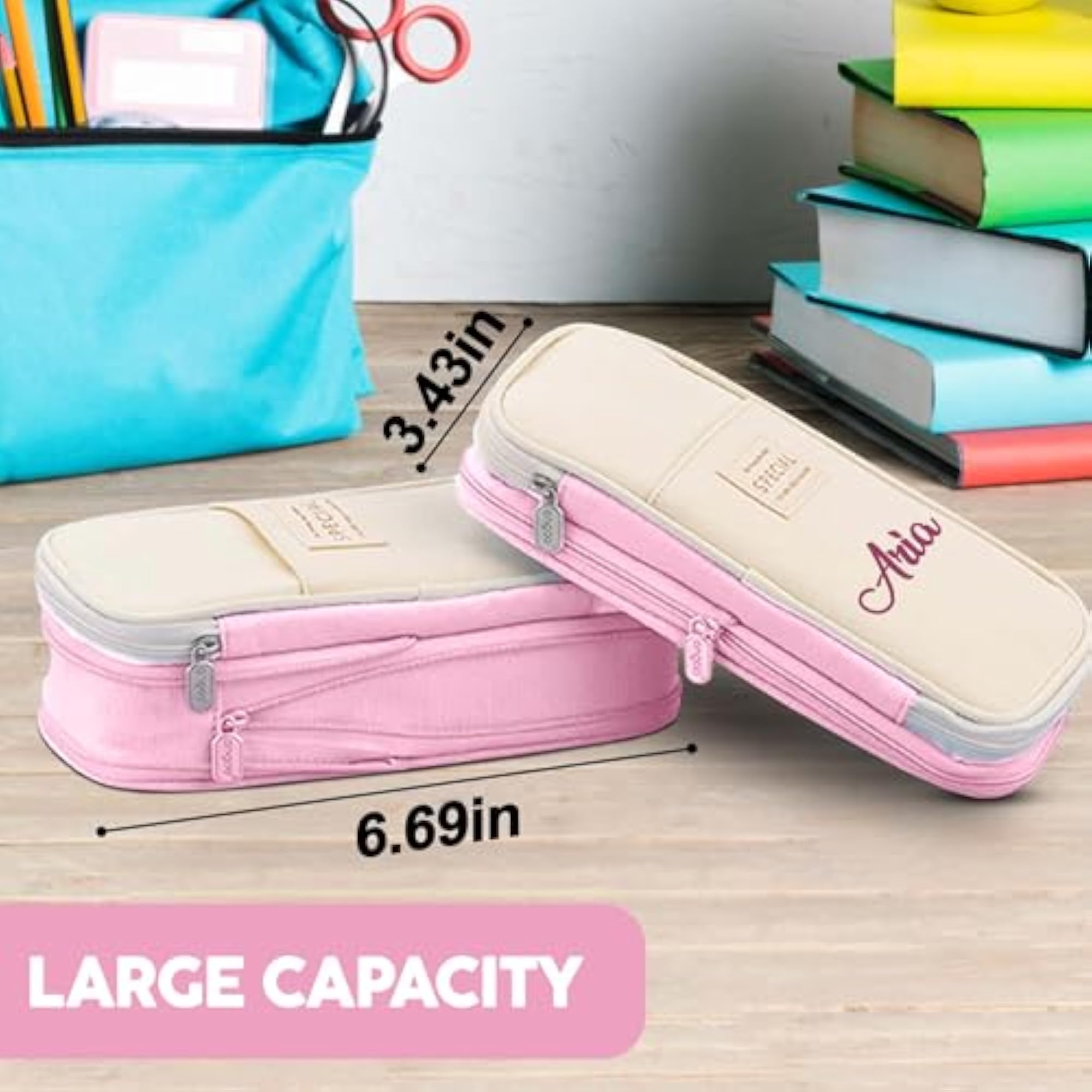 Personalized Large Capacity Pencil Case with Name for Girls
