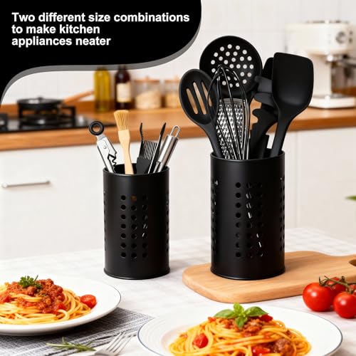 Miniatura 4 de Acomtuo 2 Piezas Bote Utensilios Cocina Negro,Soporte Para Utensilios De Cocina,Cubiertos Bote Para Cajones Encimeras,Recipiente Para Utensilios Para Cajones, Encimeras