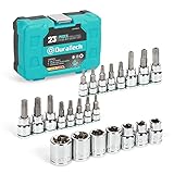 DURATECH 23-Piece 1/4” & 3/8” Drive Torx Bit Socket Set, Includes 8 Torx Sockets, 7 Female...