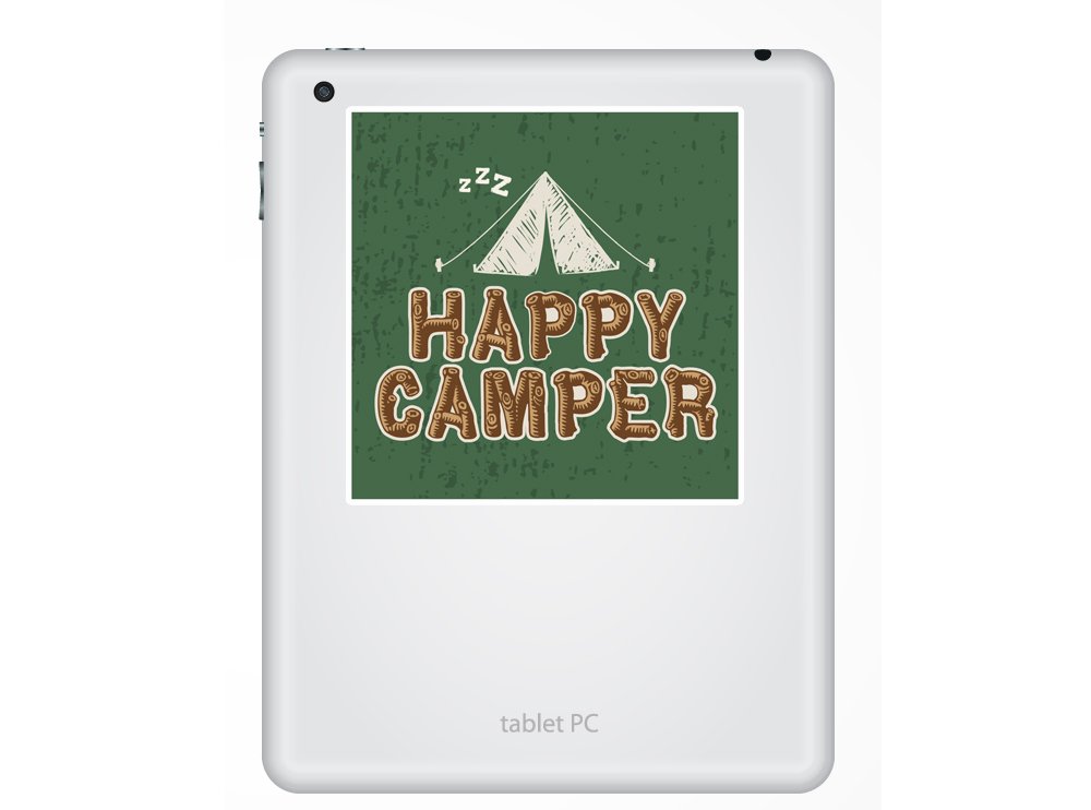 2 x 30 cm/300 mm Happy Camper adesivi in vinile per bagagli da viaggio #7340
