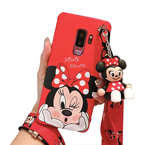 Cute Cartoon Case, Samsung Galaxy S9 Plus Minnie Mouse Doll Stand with 2 Straps Soft Matte Case Cover for Samsung (Minnie Mouse, for Samsung Galaxy S9 Plus)