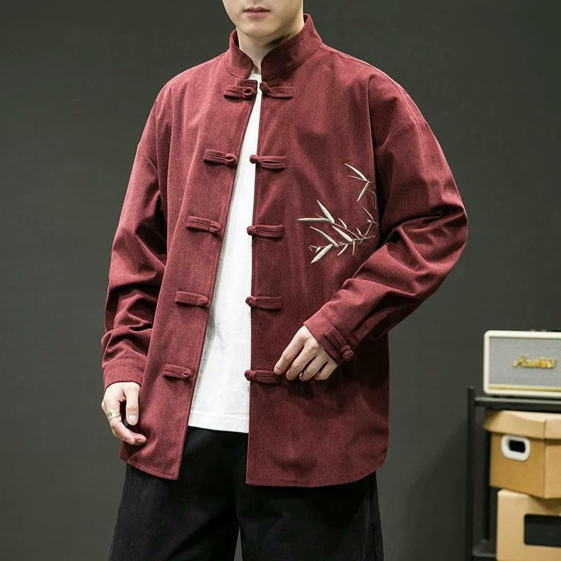 Spring Autumn Corduroy Jackets Men Tang Suit Casual Jacket Coats Mens Embroidered Patchwork Men Chinese button Tops3
