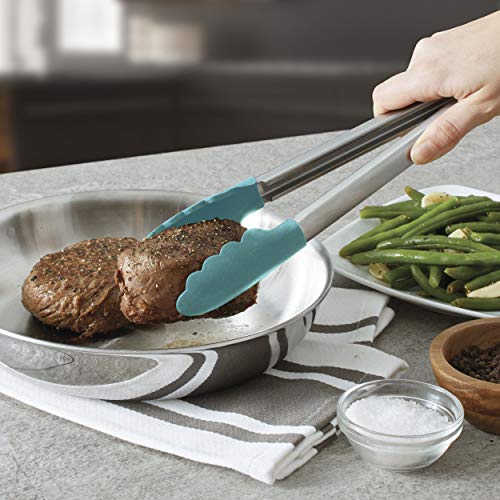 KitchenAid Pinça de aço inoxidável com ponta de silicone, 26 cm, céu aquático