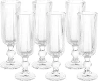 Taça de Champanhe Canelada 140 ml – Conjunto com 6 Peças | Design Cilíndrico Clássico e Sofisticado | Premium Collection