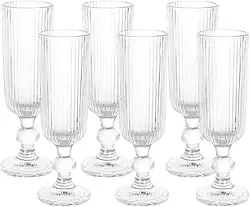 Taça de Champanhe Canelada 140 ml – Conjunto com 6 Peças | Design Cilíndrico Clássico e Sofisticado | Premium Collection