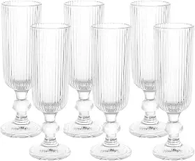 Taça de Champanhe Canelada 140 ml – Conjunto com 6 Peças | Design Cilíndrico Clássico e Sofisticado | Premium Collection