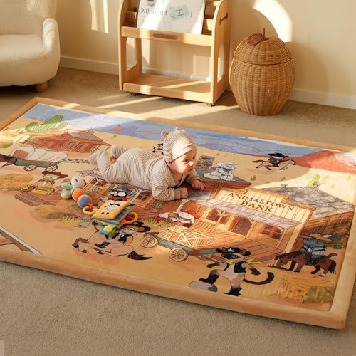 Image of 1.5 inch Thick Baby Floor Play Mat 59x79 Memory Foam Kids Mat(Little Dog) | Padded Mat for Tummy Time Crawling, Non-Slip Plush Playmat for Nursery Playroom Classroom