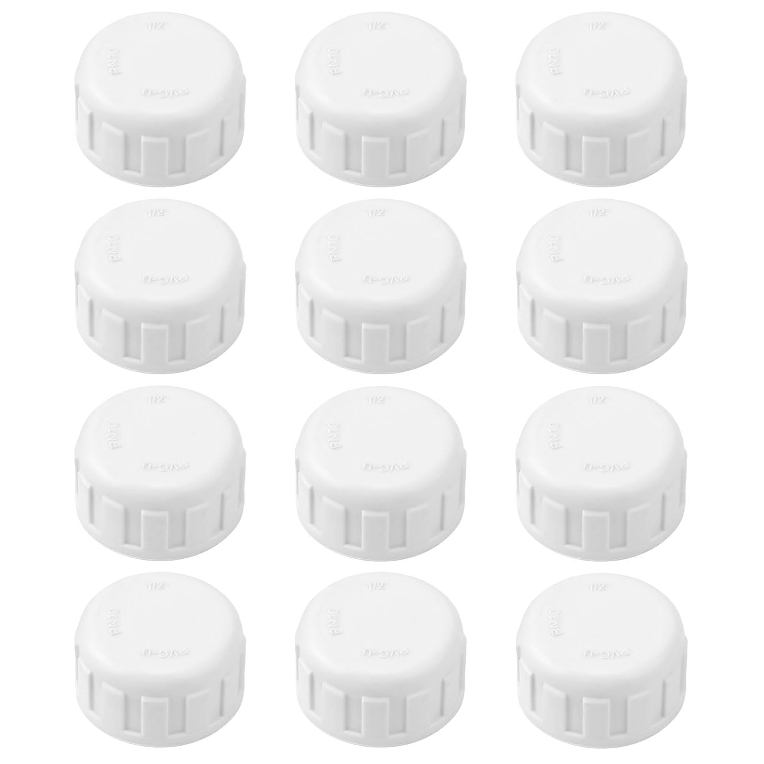 BOXOB 12 Sztuk 1/2-Calowych Końcówek Rur PVC z Gwintem Żeńskim, Zaślepki Adaptery Zaślepki PVC do Projektów Typu Zrób to Sam Napraw rur i Systemów Nawadniających Połączenie BSPT (Białe)