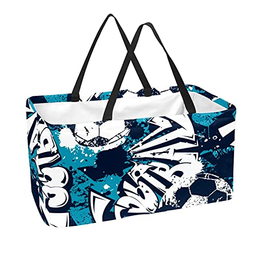 Paniers de courses pour courses ou livraison de nourriture, pliable, lavable, réutilisable, grand sac de rangement entièrement renforcé fond bleu étoiles atomiques - - Multicolore 5 Cover