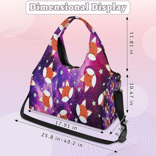 Bolsa deportiva con compartimento para zapatos Foxs Galaxy: diseño de zorro talla L para viaje 3