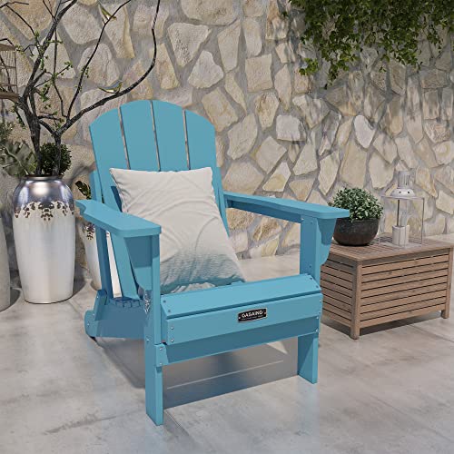 Casainc Folding Patio Adirondack Chair Lawn Garden Chair Backyard Porch Weather Resistant Outdoor Deck Chair, Widened Armrests 4.7 Inches, Load Capacity Of 380 Lbs Light Blue #TOP2