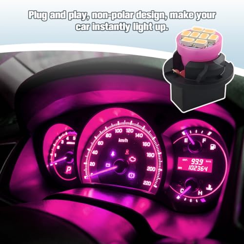 10 luces LED para tablero de auto T10 color rosa miniatura 3