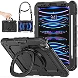 SEYMAC stock iPad pro 11インチiPad Pro 第4/3/2/1世代専用型 リングハンドル耐衝撃ケース ペン収納 ショルダーストラップ 保護フィルム付きフレーム（ブラック）