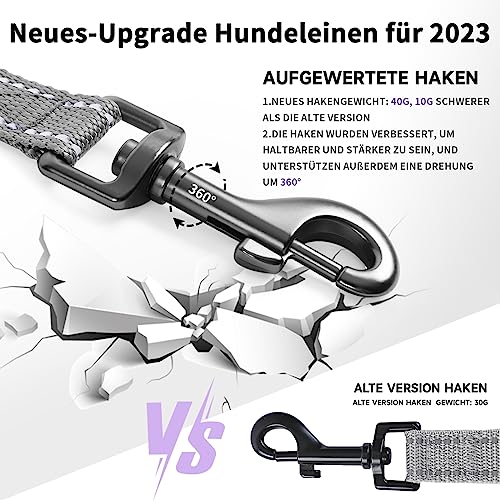 Demigreat Schleppleine für Hunde, 3m / 5m / 10m / 15m / 20m Robuste Lange Hundeleine Reflektierend Trainingsleine mit Gepolsterter Griff und handschlaufe, Ausbildungsleine für Kleine bis Große Hunde