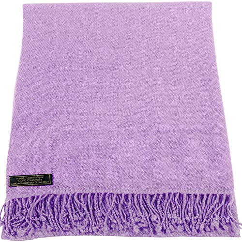 CJ Apparel Lilac Light Purple 100% Cashmere Shawl Pashmina Scarf Wrap Stole Head Wrap Hand Made in Nepal New2
