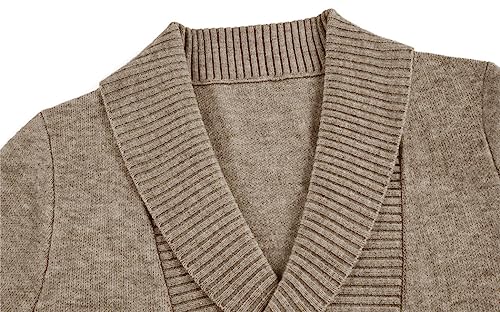 Dvbfufv Men Spring Solid Straight Knit Cardigan Men Casual Long Sleeve Double Breasted Turn-Down Collar Sweater Cardigan2