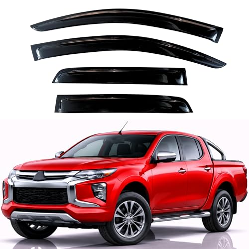 Image of KPY Rain Guards Fit for 2015-2023 Mitsubishi L200 Double Cab, Out-Channel Window Visors Vent Wind Deflectors 4PC, Truck Accessories for 2015-2023 Mitsubishi Triton Double Cab
