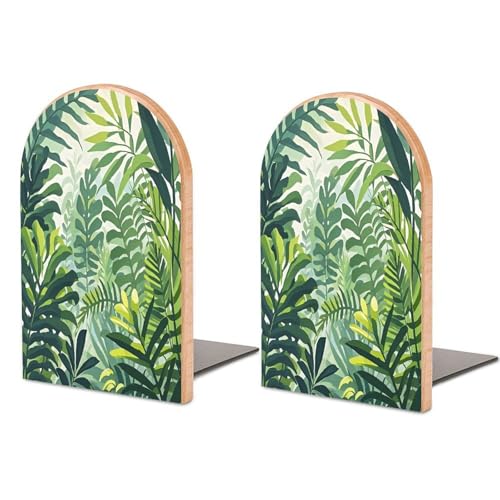 Sujetalibros de estilo verde de madera resistente y soporte de libros moderno 2