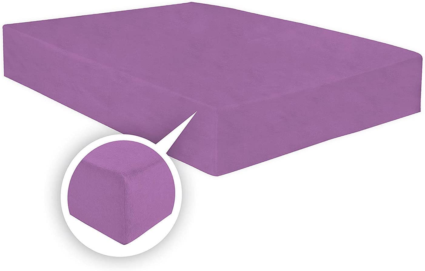 Thermal Flannelette Fitted sheets 25cm-100% Brushed Cotton Flannel Fitted Sheets-Warm & Cosy Thermal Fitted sheets-Elasticated Corners Fitted Bed Sheets (Lilac, King)