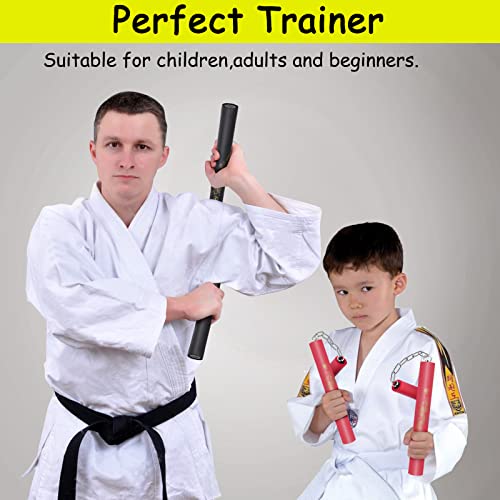 Nunchucks Safe Foam Rubber Training Nunchucks Nunchakus Match With Bearing Ball System And Steel Chain 2Pcs For Kids Beginners Adults (Black) #TOP5