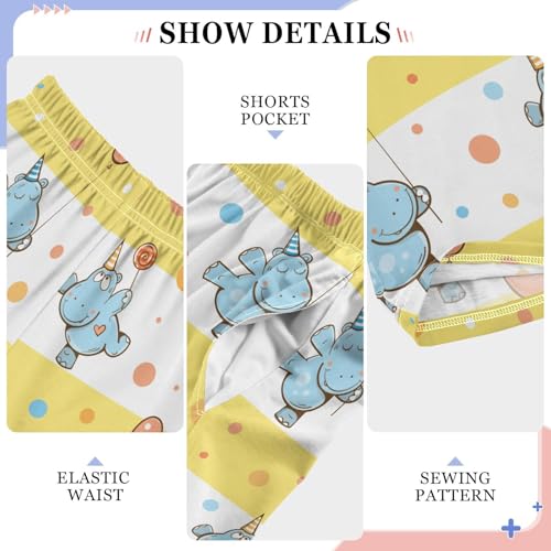 ZZXXB Birthday Hippo Balloon Boys Long Pants Soft Trousers Elastic Waist Kids Lounge Bottoms with Pockets S-XL4
