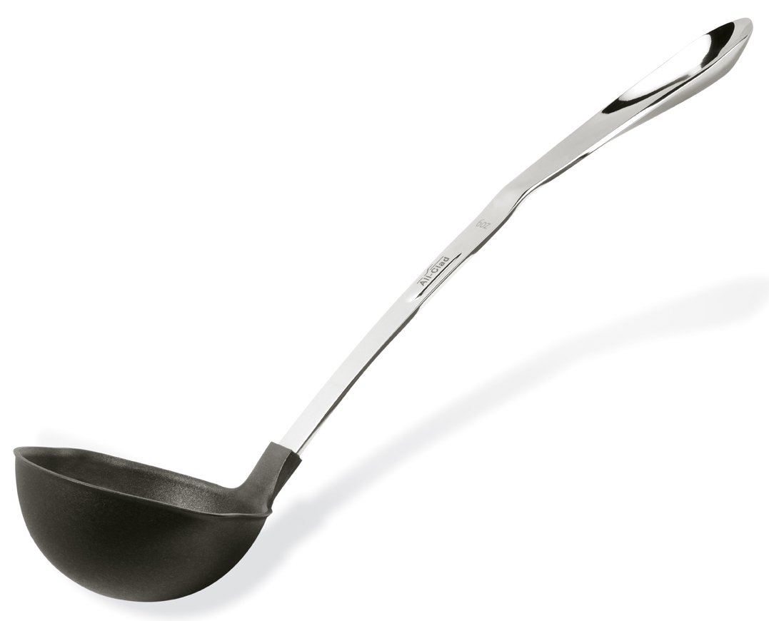 All-Clad Louche antiadhésive en acier inoxydable K0400764 de 30,5 cm, grande, 177 g, argent