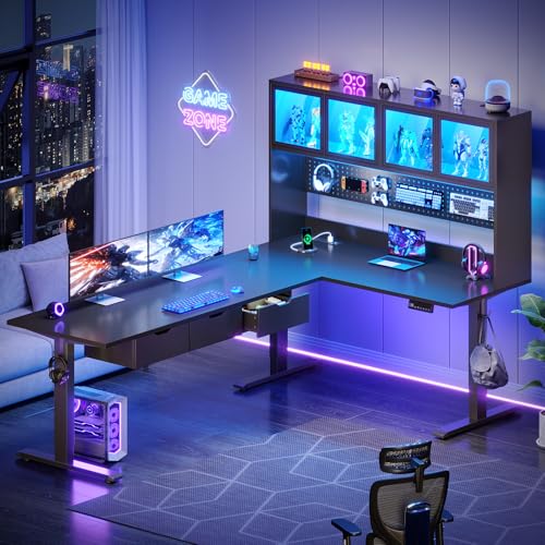 SEDETA 68.9" Standing L Shaped Gaming Desk, Office Computer Desk