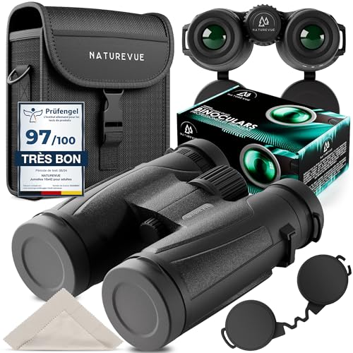 NATUREVUE - Jumelles 10 x 42 pour adultes, IPX6 étanches avec accessoires - BAK4 + FMC, pour...