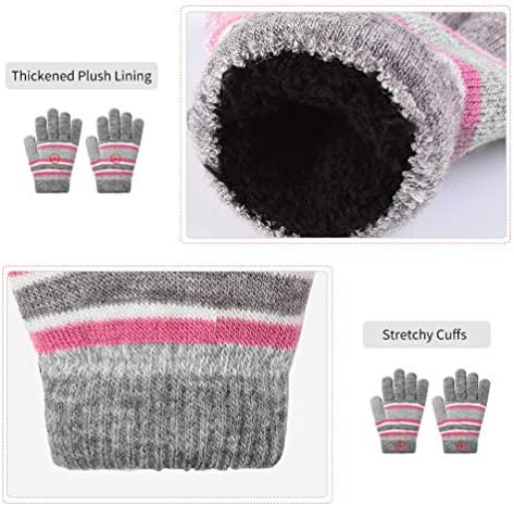 Kids Winter Hat Scarf Gloves Set - Warm Thermal Knitted Beanie Pom Cap Circle Snood Neck Warmer Mitten Outdoor Sports Soft Fleece Inner Lining Elastic for Children Boys Gift