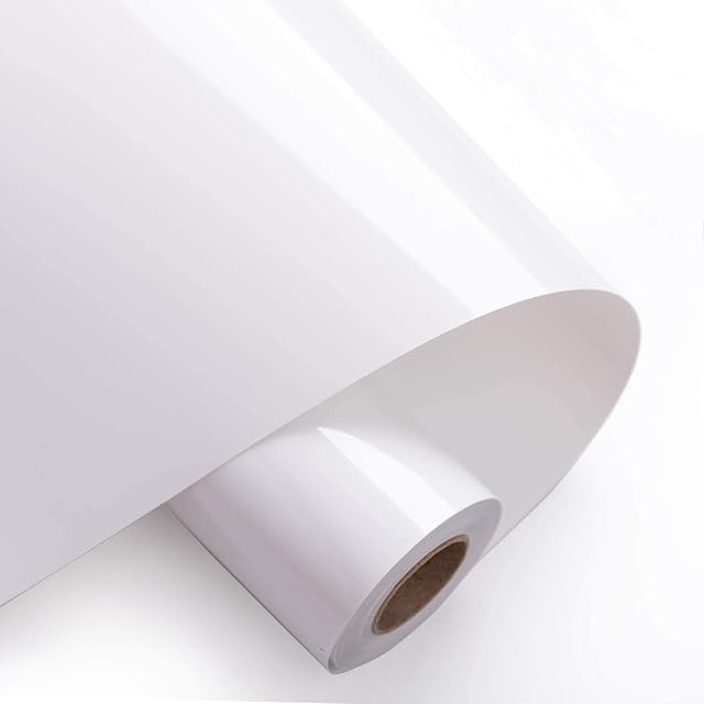 Heat Transfer Vinyl Bundle 12" x 5' Feet Rolls, HTV for Silhouette Cameo Easy to Cut & Weed, DIY Heat Press Design for T-Shirt, Clothes, Hats and Other Textiles (White)