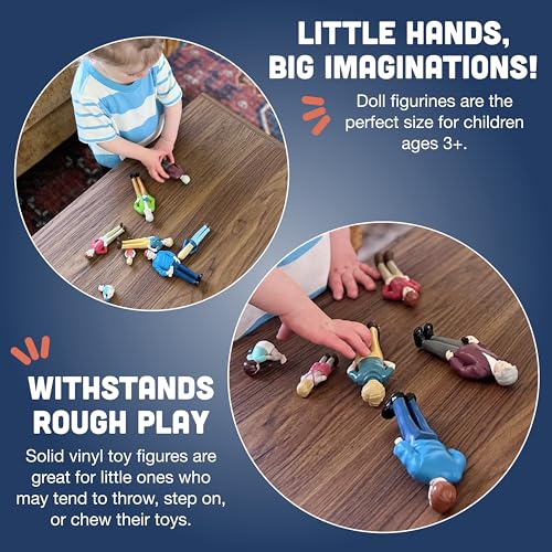 Creative Minds Marvel Education Caucasian Family Toy Figure Set for Kids Ages 3+, Set of 8 Inclusive and Diverse Dollhouse Toy Figurines, Multicolor