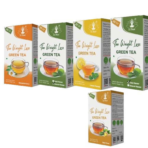 32 Baar Buy 4 Get 1 Free Green Tea Variety Pack with Bonus Ginger Tea (B0CYWR7NQP) Amazon Price History, Amazon Price Tracker