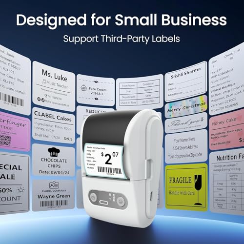 Image of Label Maker with Tape, Label Printer for Business, Sticker Printer- Compatible with 12-57mm Width Labels, Wireless Connectivity, High-Speed Printing, 1200mAh Battery, for Office & Home (Black)