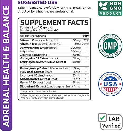 Save $4 (11% Off) - Adrenal-C Immunity Bundle - Adrenal Support & Cortisol Manager (Non-Gmo) Balance Cortisol & Vitamin C Immune Support (Non-Gmo) Immune System Booster Supplement (60 Veg Capsules) #TOP5