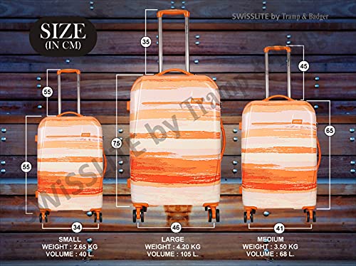 Image of Tramp & Badger Swisslite 20-Inch Hard Sided Printed Polycarbonate Cabin Luggage Trolley Bag (Color - Orange)