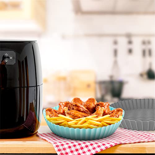 Image of Silicone Air Fryer Liners, 2Pcs 8.5 inch Reusable Non-Stick Air Fryer Basket Oven Accessories