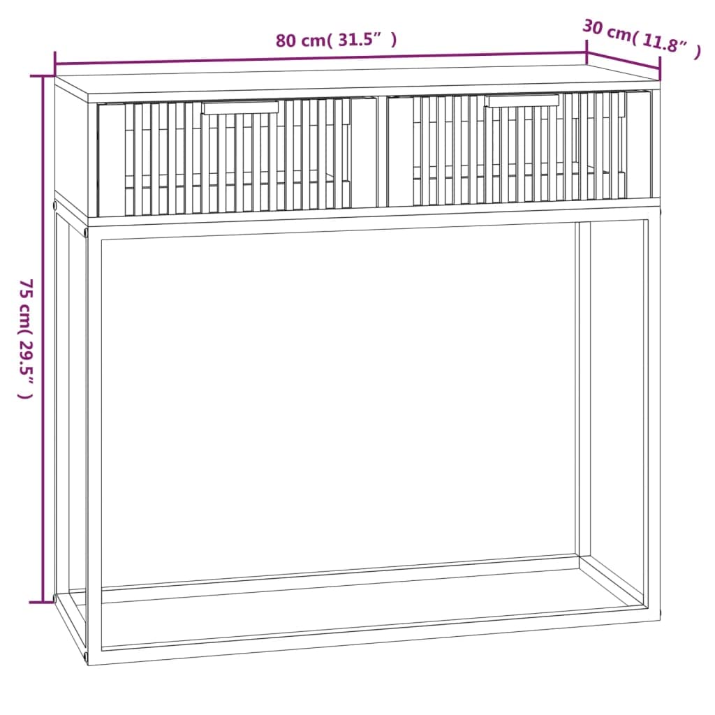 vidaXL Stolik konsolowy, 80x30x75 cm, materiał drewnopochodny i żelazo, konsola, stoliczek do przedpokoju, nowoczesny stolik, stolik do przedpokoju