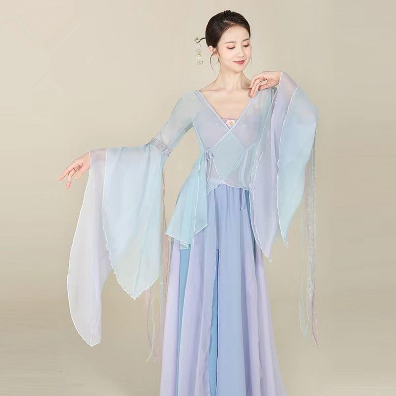 Classical Dancer Performance Costumes Chiffon Cardigan Practice Dance Clothes Body Rhyme Outer Chinese Folk Dance