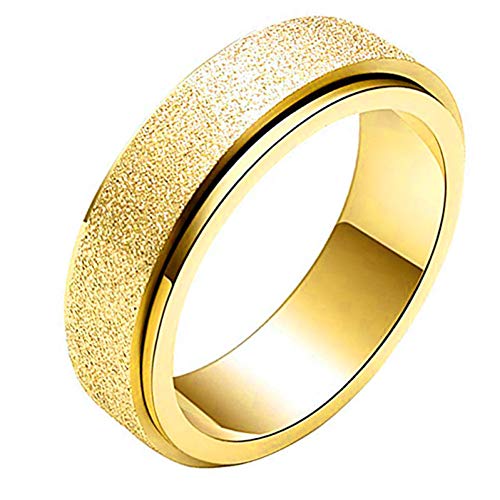 JZIEHI Men Women Fashion Titanium Steel Spinner Ring Sand Blast Finish