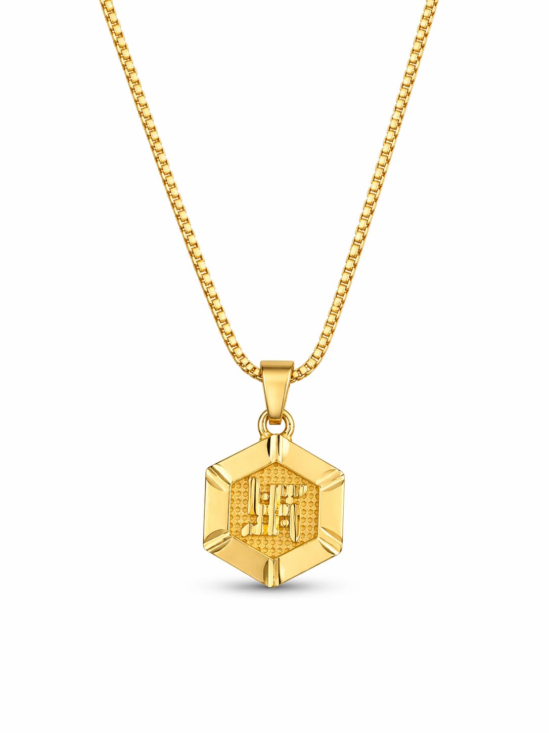 Radhe Krishna Pendant Chain for Men & Women | Gold Plated Hexagon Religious Locket Necklace for Boys Girls | Spiritual Daily Wear Hindu Jewelry Gift-image-6