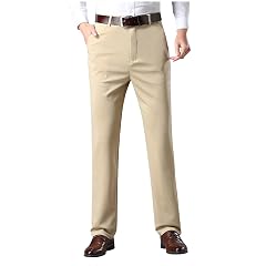 Cambkatl Mens Straight Leg Dress Pants - Stretch Flat Front Business Casual Outdoor Golf Work Pants with Pockets