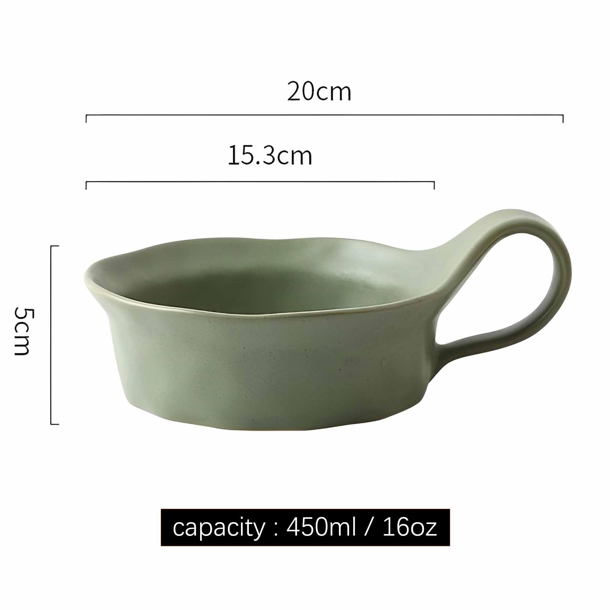 Tazza da zuppa con manico, zuppa per microonde, tazza da zuppa in ceramica, ciotola per la colazione, tazza per brodo (verde, 473 g), BL-SP-010
