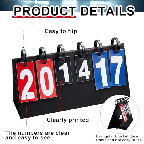 Yeaqee 1 Pcs Portable Score Keeper with Storage Bag Flip Basketball Scoreboard Tabletop Scoreboard Flipper for Indoor Outdoor Sports Match P. E Classroom Activities Game (17.3 x 10.2 Inches) - Thumbnail 3