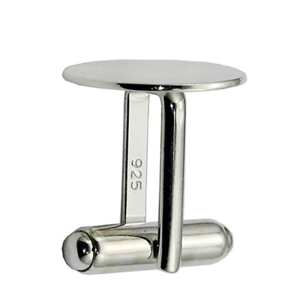 JKEIO925 Solid Silver Cufflink Blanks with 6/8/16mm Flat Round Pad fro Resin and Cabochon Handmade Cufflink Base for Men Gift for Groomsmen ¡­