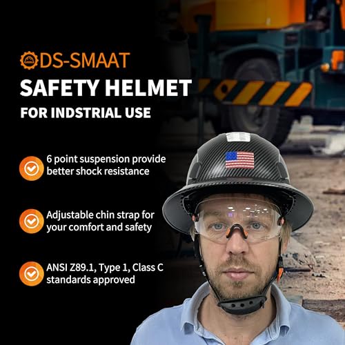 image for DS-SMAAT Full Brim Hard Hat with Visor, 6-Point Ratchet Suspension Saf