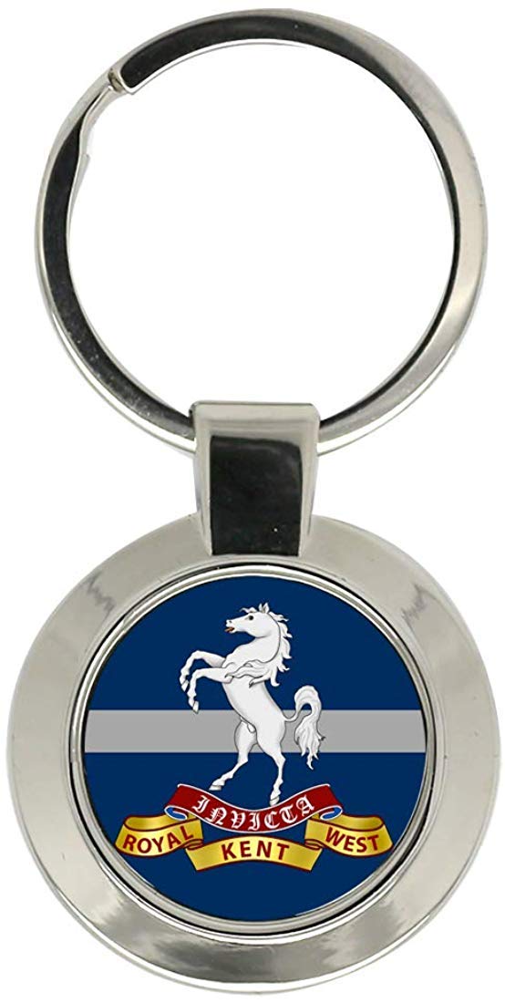 Giftshop Uk Unisex Silver Coloured Metal Queen's Own Royal West Kent Regiment, British Army Key Ring