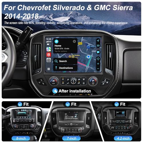 13.1" QLED Car Radio Stereo Upgrade for Chevy Silverado & GMC Sierra 2014-2018, 8-core Head Unit 4GB+64GB with CarPlay/Android Auto,2K Touch Screen and 1080P Backup Camera