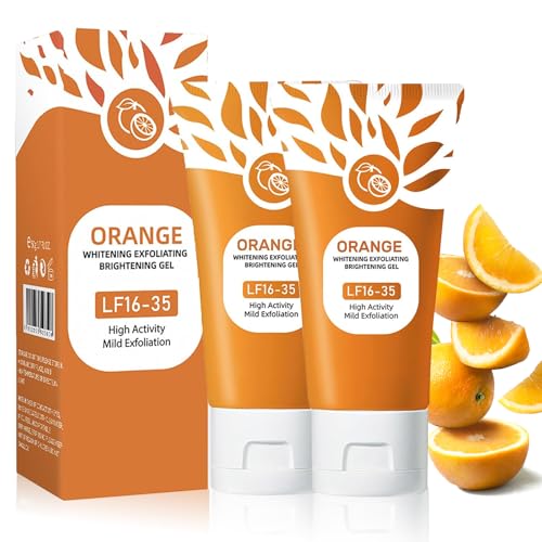 Gel Exfoliante Facial de Naranja Natural, 2 Piezas Gel Limpiador Facial, Orange Facial Exfoliate Gels, Nutre e Hidrata, Anti Puntos Negros e Impurezas, Limpia la Piel en Profundidad Para Cara y Cuerpo