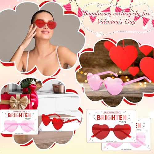 Demonwer 24 Pair Valentines Day Sunglasses Gift Pink and Red Heart Sunglasses with Cards Valentine Party Favors for Women Men Exchange Prizes by Demonwer - Used condition - Image 5